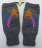 Shooting Star Wrist Warmers, Knitted Fingerless Gloves, Celestial Winter Gift