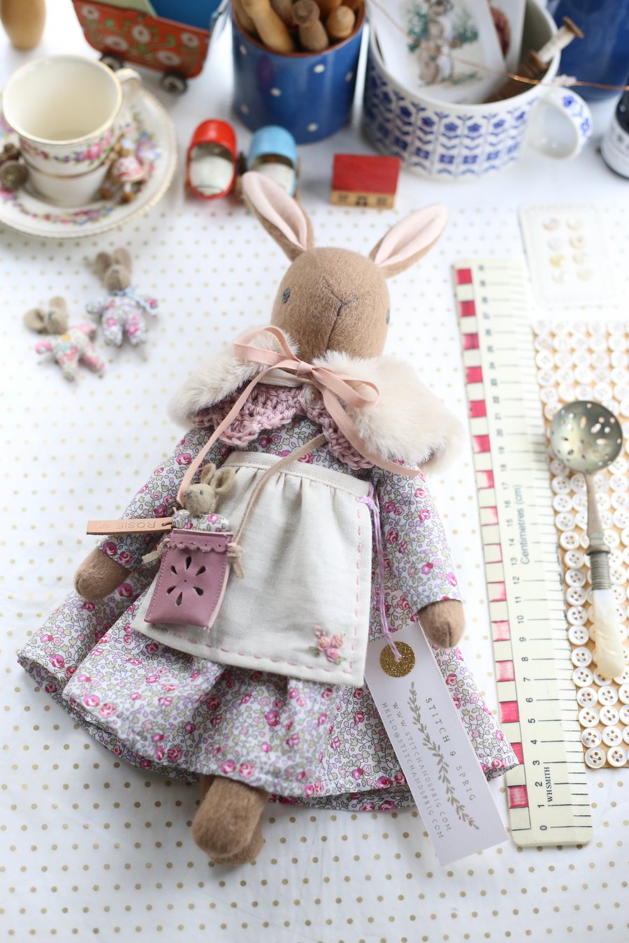 New Petite size Heirloom Bunny - Liberty Eloise Pink