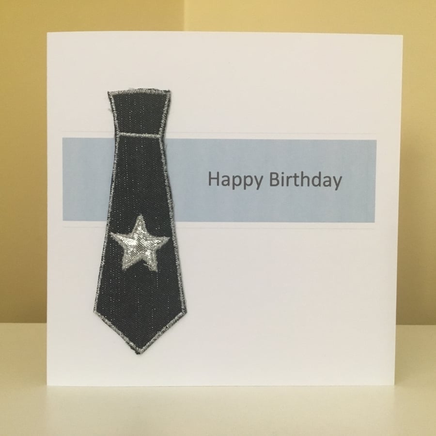 Denim tie birthday card