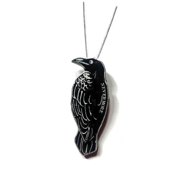 Poetic literary Raven Edgar Allan Poe Necklace by EllyMental