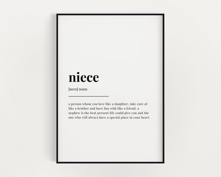 NIECE DEFINITION PRINT, Quote Wall Art, Gift For Niece, Wall Art Print, Wall Art
