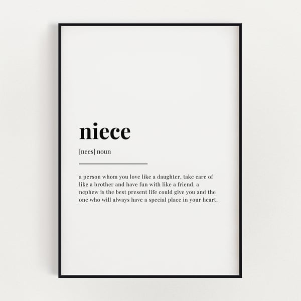 NIECE DEFINITION PRINT, Quote Wall Art, Gift For Niece, Wall Art Print, Wall Art