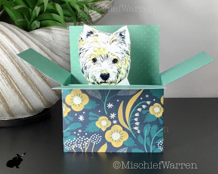 West Highland White Box Card. 3D blank or personalised for Westie dog lover.