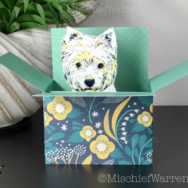 West Highland White Box Card. 3D blank or personalised for Westie dog lover.