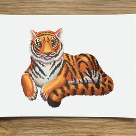 A6 Tiger Post Card (White Background)