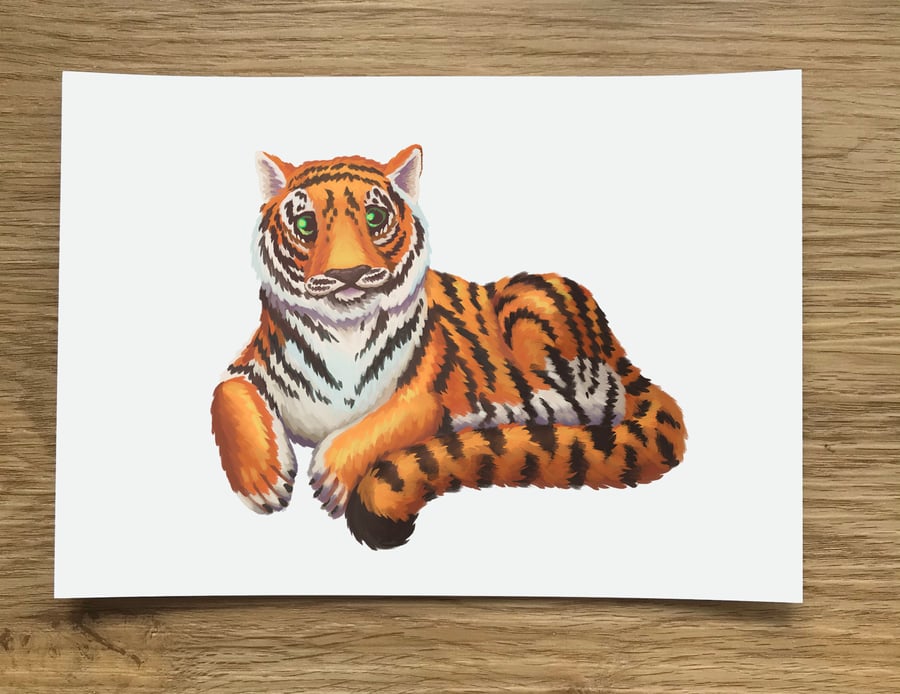 A6 Tiger Post Card (White Background)