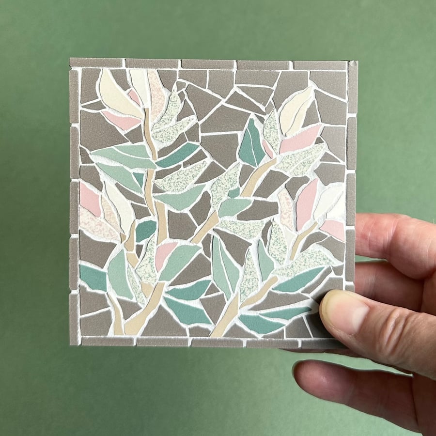  Original Floral Art - Willow Mosaic Wall Plaque in Anthracite 