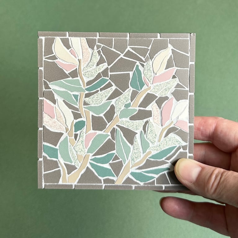  Original Floral Art - Willow Mosaic Wall Plaque in Anthracite 