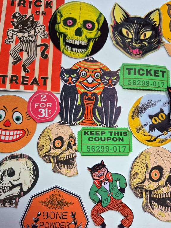 Vintage Halloween Spooky Junk Journal Kit, Die Cut Ephemera.