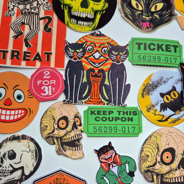 Vintage Halloween Spooky Junk Journal Kit, Die Cut Ephemera.