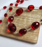 Garnet Glow Faceted Acrylic Beaded Necklace - Image 4