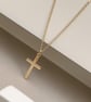 Handmade 9ct solid yellow gold small cross pendant on a trace chain