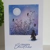 Christmas card moongazing hare