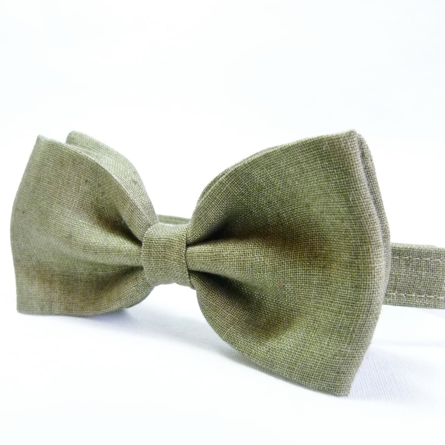 RESERVED LISTING wedding package Bow Tie x 6 - Olive Green Irish Linen