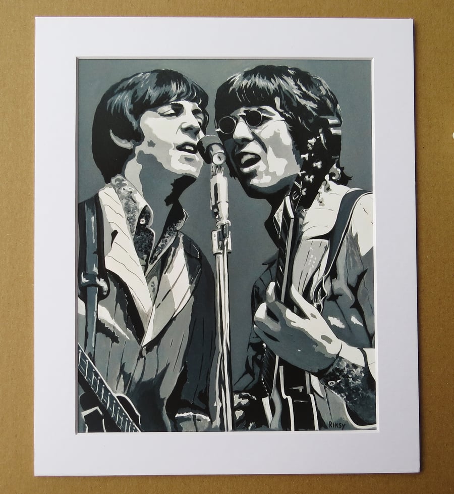 PAUL MCCARTNEY & GEORGE HARRISON - ART PRINT WITH MOUNT