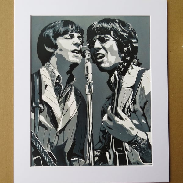 PAUL MCCARTNEY & GEORGE HARRISON - ART PRINT WITH MOUNT