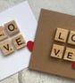 Handmade Scrabble Tile Love Card, Anniversary, Wedding