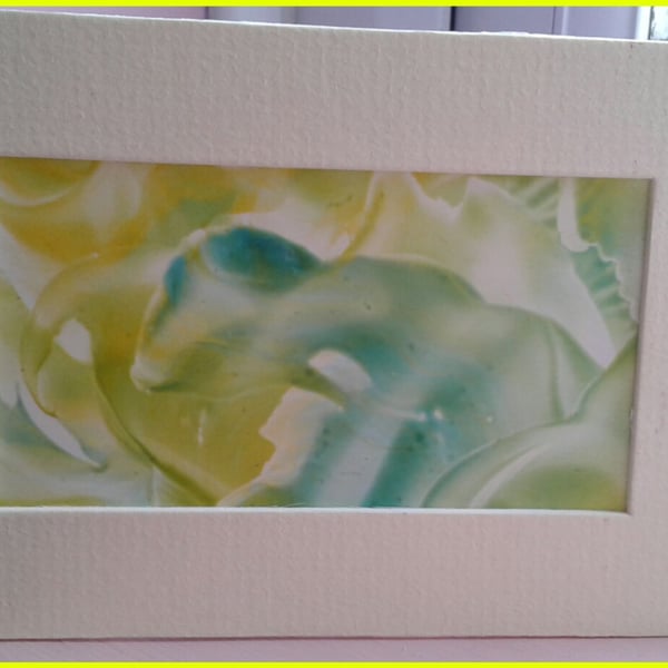 Yellow and Green Silk Original Encaustic Art Painting