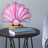Rose Pink Stained Glass Fan Lamp - Fully wired on Wooden base
