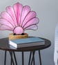 Rose Pink Stained Glass Fan Lamp - Fully wired on Wooden base - Image 1