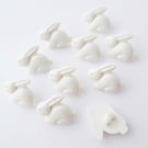 Bunny rabbit buttons, white animal buttons 15mm