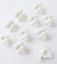 Bunny rabbit buttons, white animal buttons 15mm