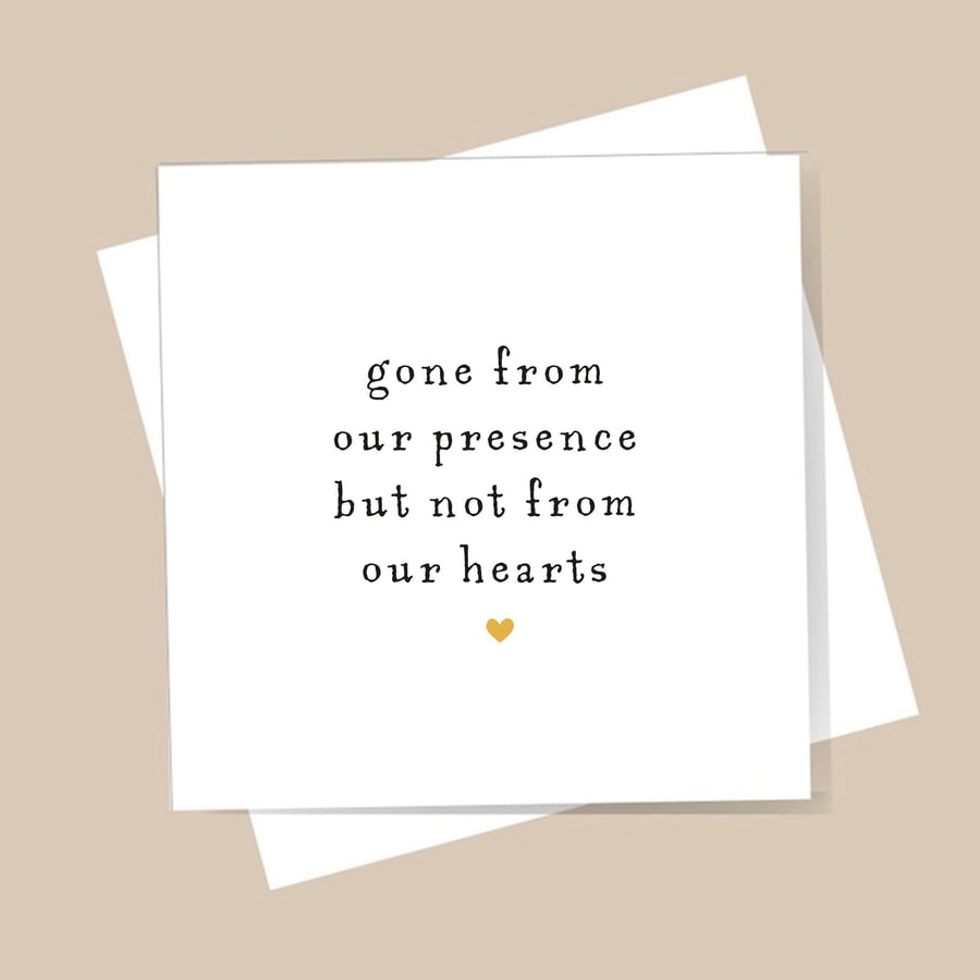 Sympathy Card - with gold shimmer heart. Blank inside. Free delivery