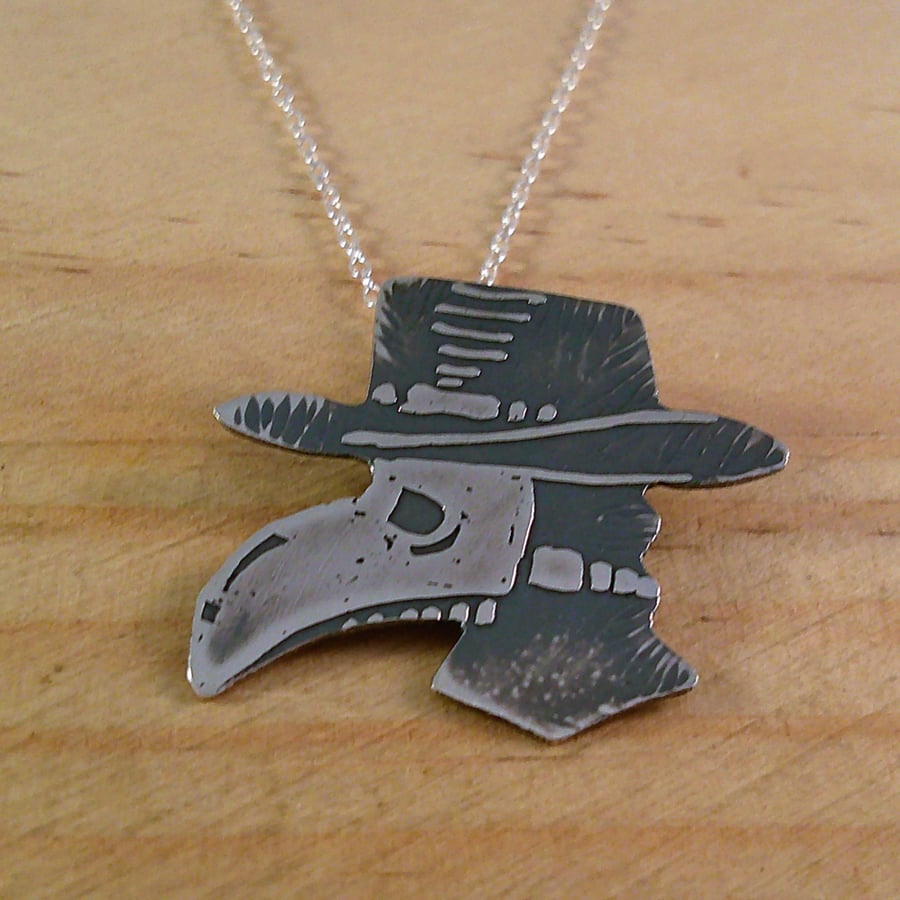 Sterling Silver Plague Doctor Necklace (SKU060525)
