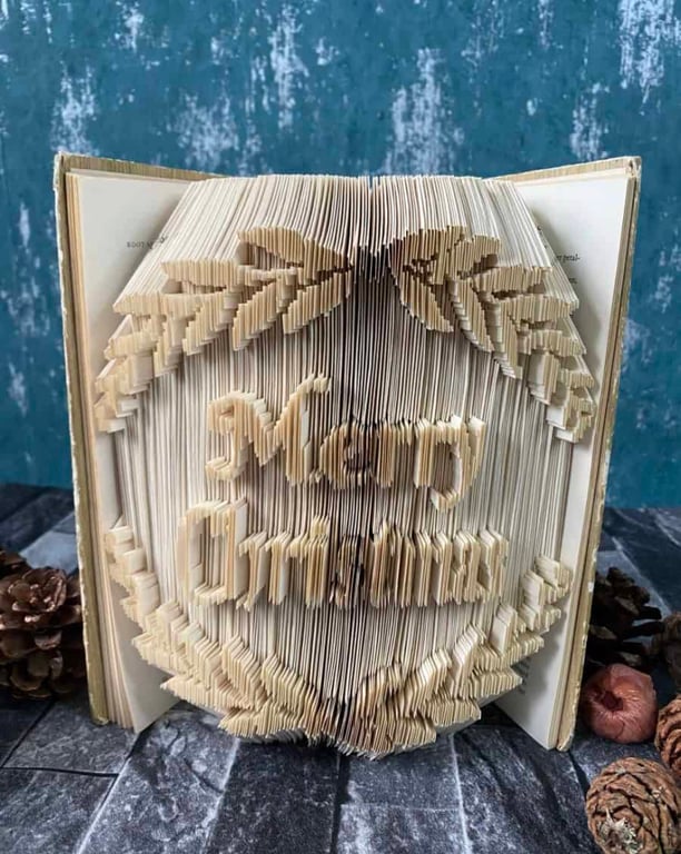 Merry Christmas Wreath Book Art