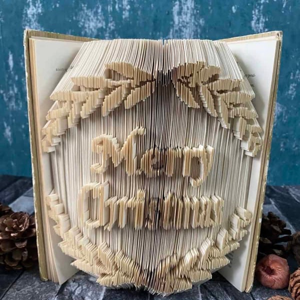 Merry Christmas Wreath Book Art