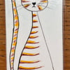 Hand painted original watercolour and ink fat cat bookmark