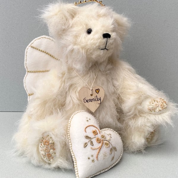 Angel bear,Guardian angel collector teddy bear luxury mohair bear by Bearlescent