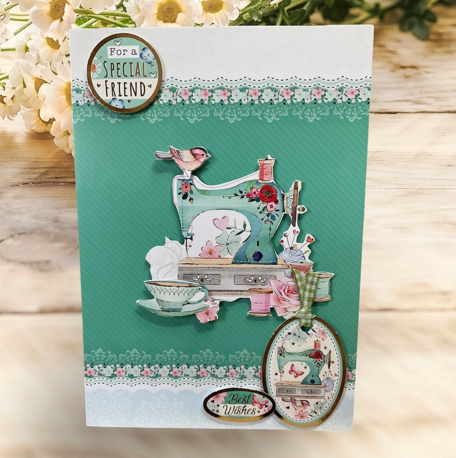 Birthday Card. Special Occasion Card. For Him or Her. Card for a Friend. Sewing.