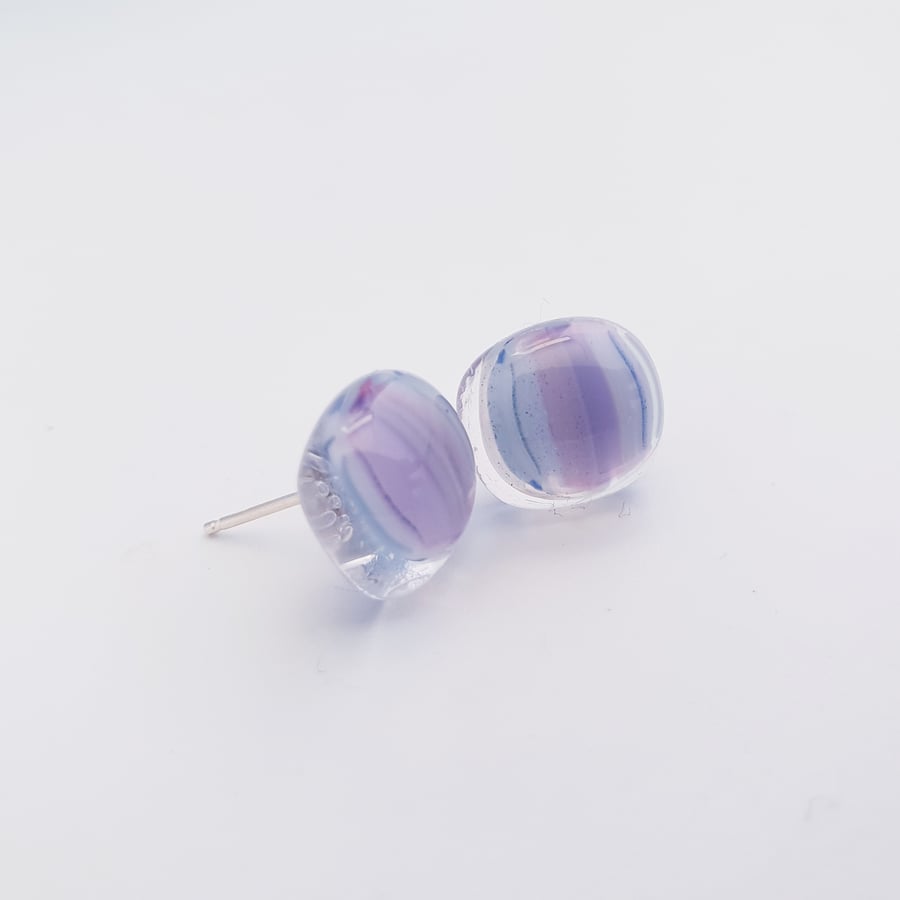 Lilac Fused Glass Stud Earrings