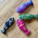 Small catnip fish……colourful batik cotton cat toy