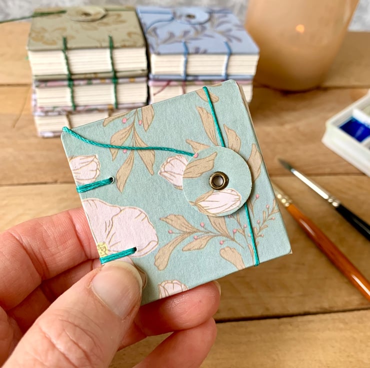 Coptic Bound Tiny Floral Watercolour Sketchbook... - Folksy