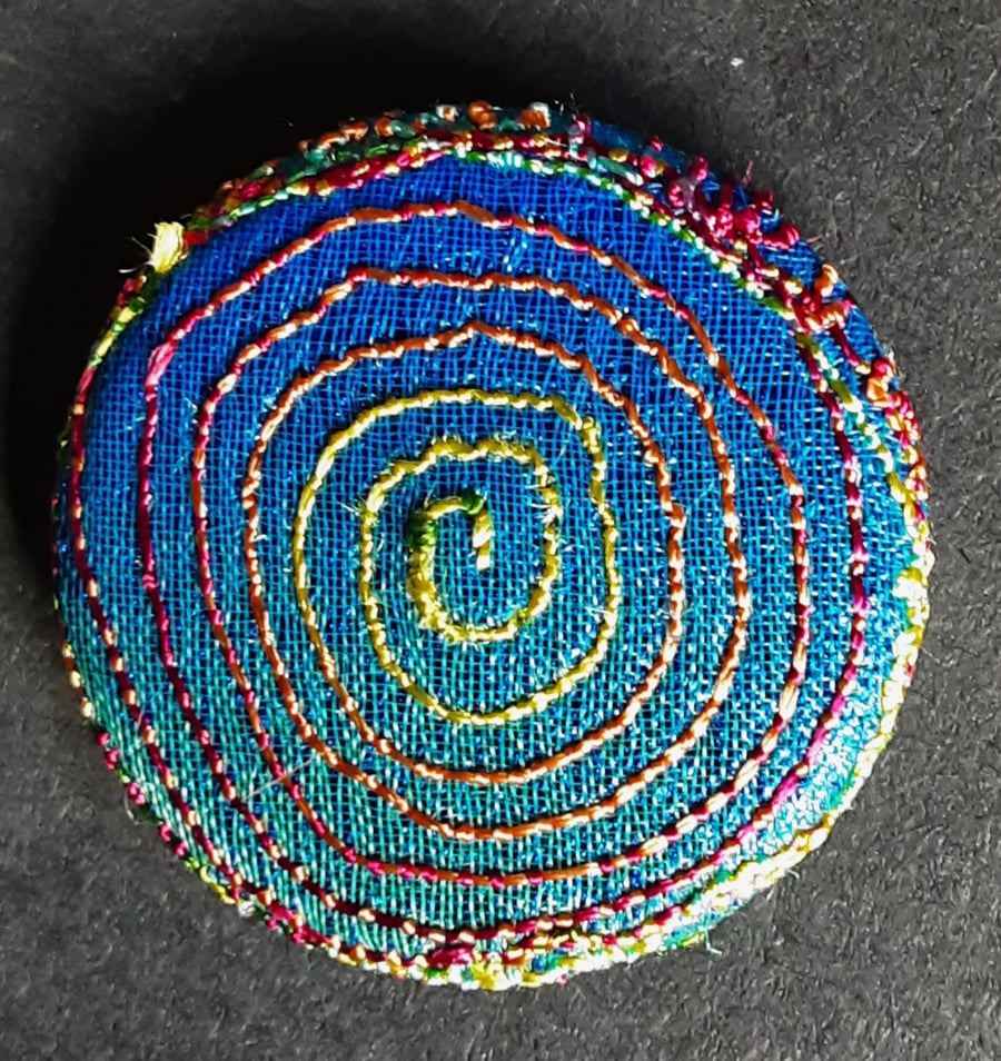 Buttons 1 inch button Hand Dyed Silks and Cottons Free Machine Embroidery Button