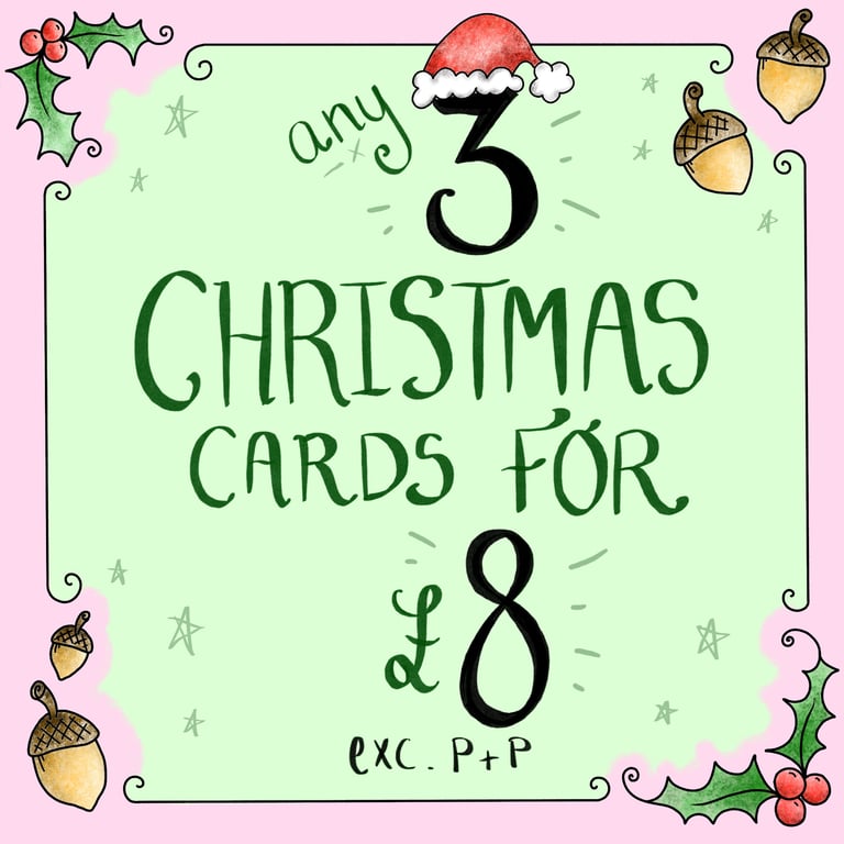 Christmas Card Bundle, Choose any three cards! Friend and Family Christmas Cards