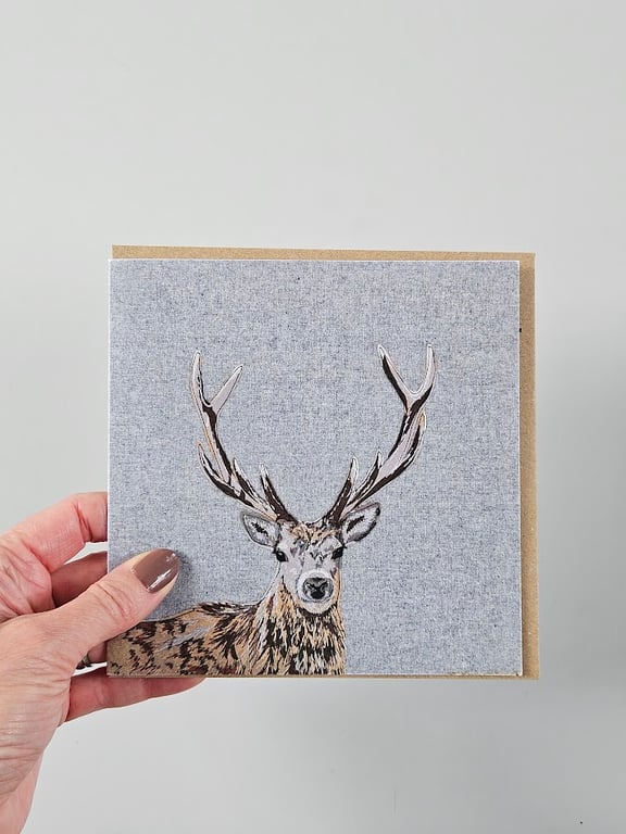 Stag greetings card, blank card, Wildlife