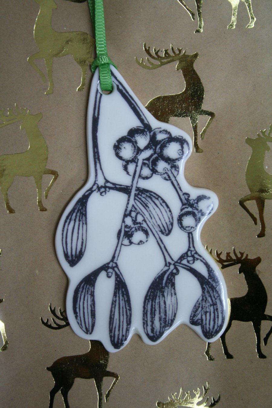 Porcelain mistletoe Christmas decoration