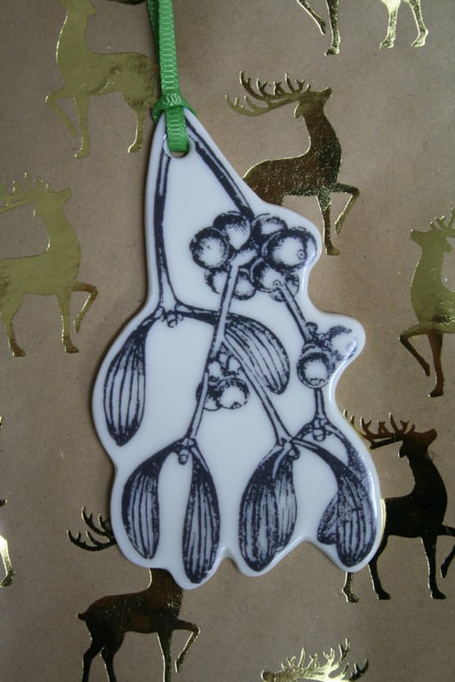 Porcelain mistletoe Christmas decoration