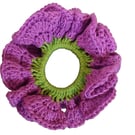 Handmade purple and green Crochet Scrunchie