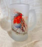 Robin Frosted Beer Glass, 500ml Glass Stein with Handle.  - Image 2