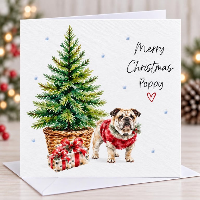 Personalised Dog Christmas Card, Custom Name & Dog Breed