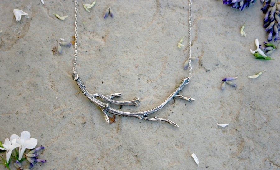 Handmade Silver Branch Necklace