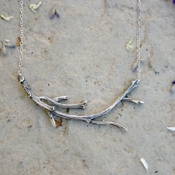 Handmade Silver Branch Necklace