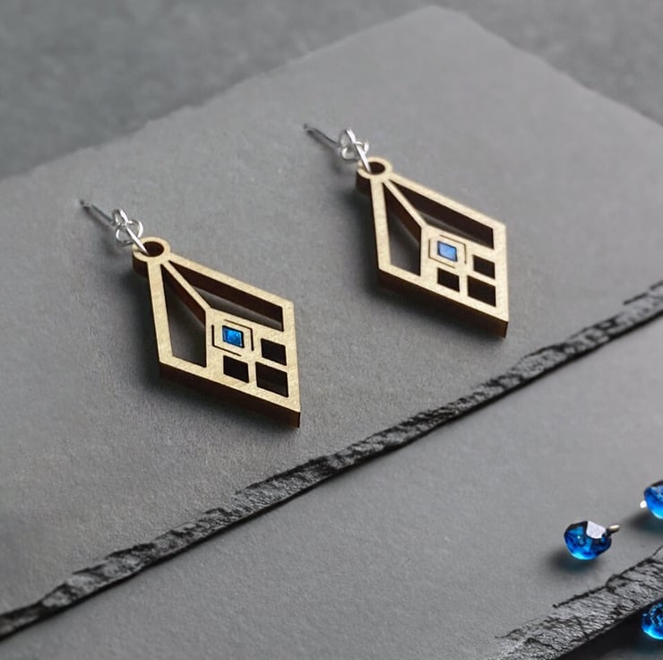 Art Deco-Inspired Architectural Earrings - Abst... - Folksy