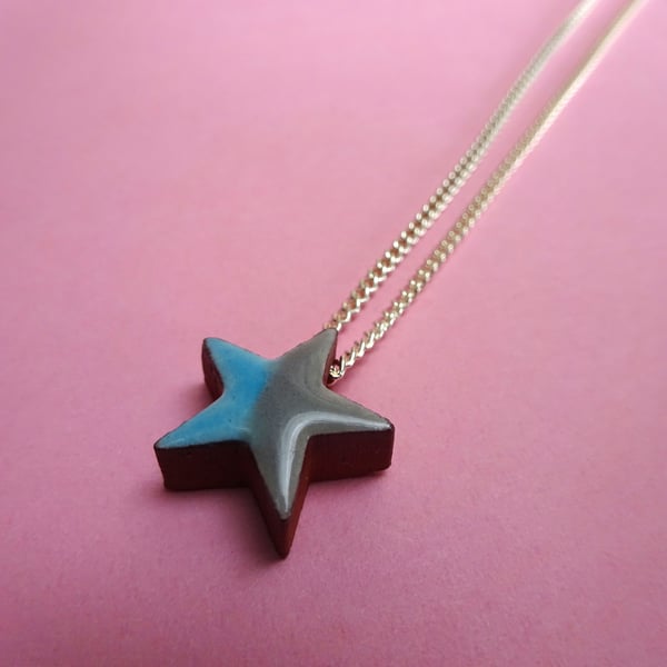 Star blue grey pendant necklace