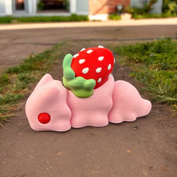 Strawberry Snail Flexi Toy Articulated Fidget Toy Desk Ornament Keychain