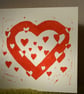 Confetti heart original linocut card
